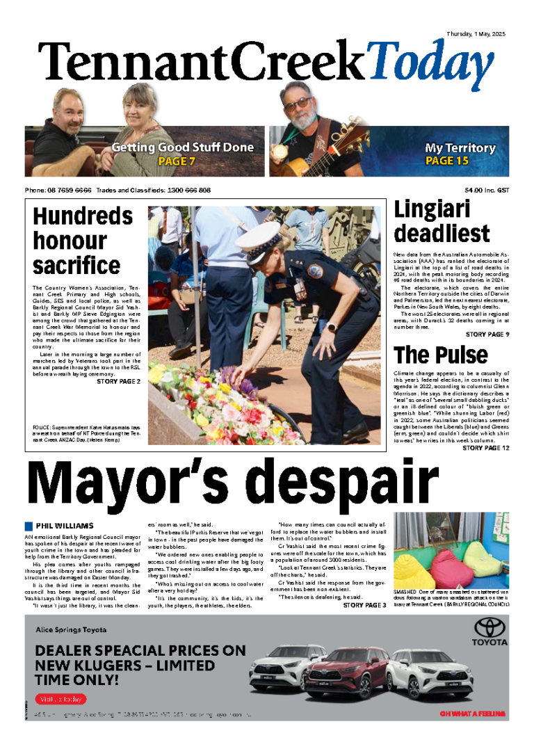 The Tennant Creek Today – 1st May 2025