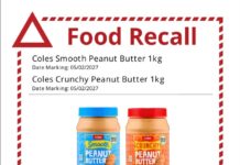 URGENT RECALL: Coles 1Kg peanut butter tubs