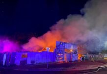 Old sign building destroyed by fire