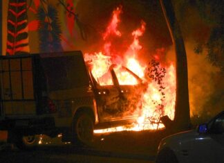 Woman charged with torching cop car